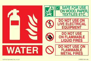 WATER Fire Extinguisher Identification Sign
